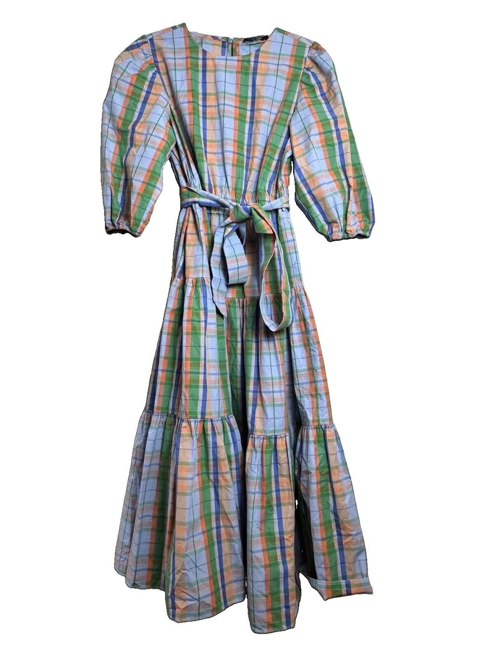 Kate Spade New York COTTON Sunshine Madras Plaid Lawn Dress SMALL $96